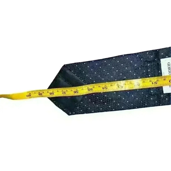 GIORGIO ARMANI Silk Check Tie Blue 58 inches Preppy Office Business - Picture 5 of 8